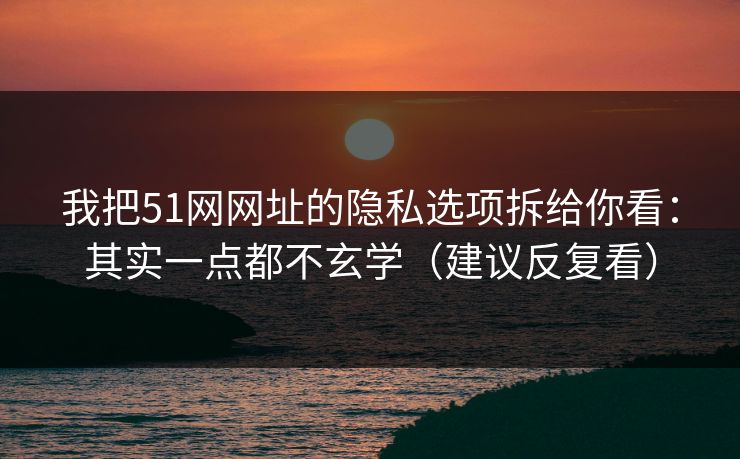 我把51网网址的隐私选项拆给你看:其实一点都不玄学(建议反复看) 我把51网网址的隐私选项拆给你看:其实一点都不玄学(建议反复看)