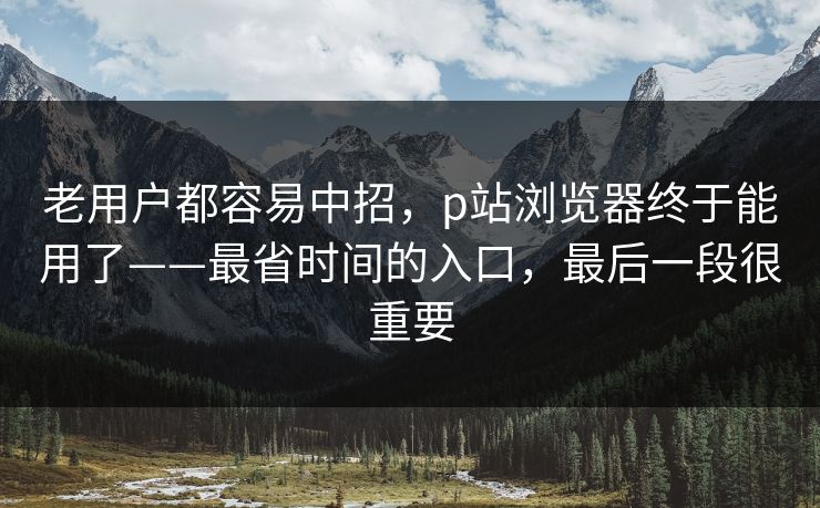 老用户都容易中招,p站浏览器终于能用了——最省时间的入口,最后一段很重要 老用户都容易中招,p站浏览器终于能用了——最省时间的入口,最后一段很重要