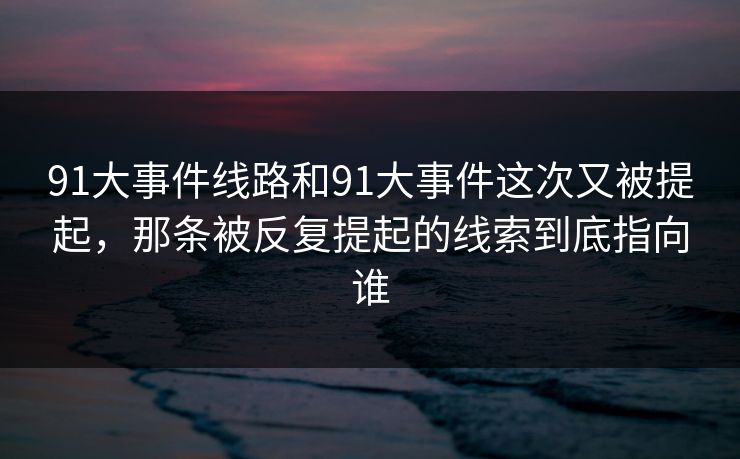 91大事件线路和91大事件这次又被提起,那条被反复提起的线索到底指向谁